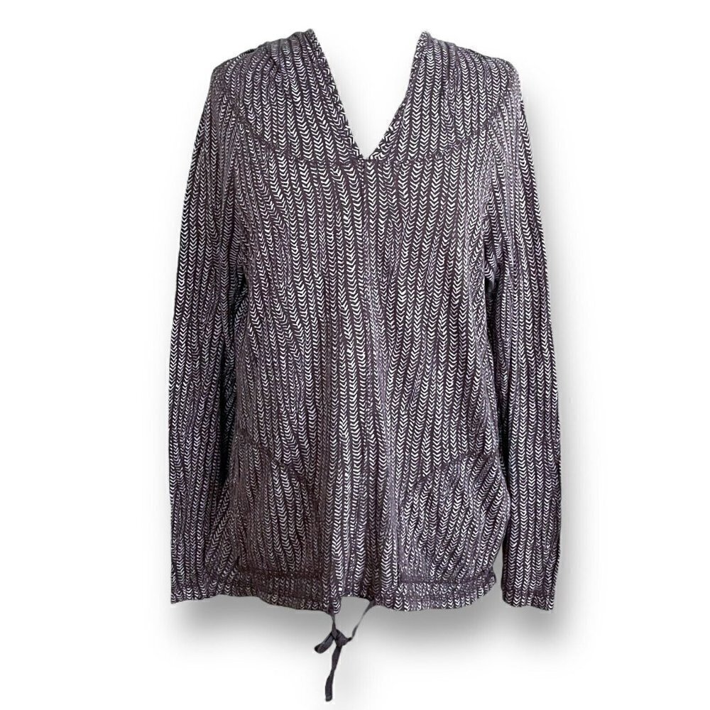 Fresh Produce Womens Hoodie Top Sz S Gray White Cotton USA Made Beach Pullover